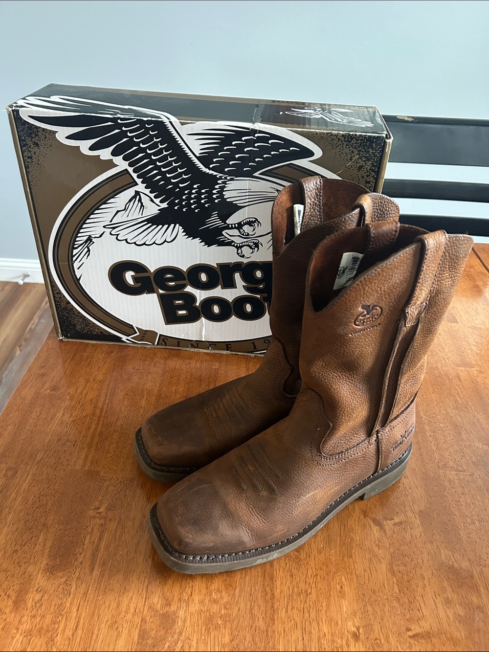 Georgia Boot Brown Leather Cowboy Work Boots. Wore 1 time for a wedding.